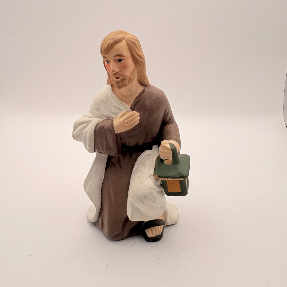 Vintage Homco Nativity Joseph Figurine Kneeling Lantern 5204